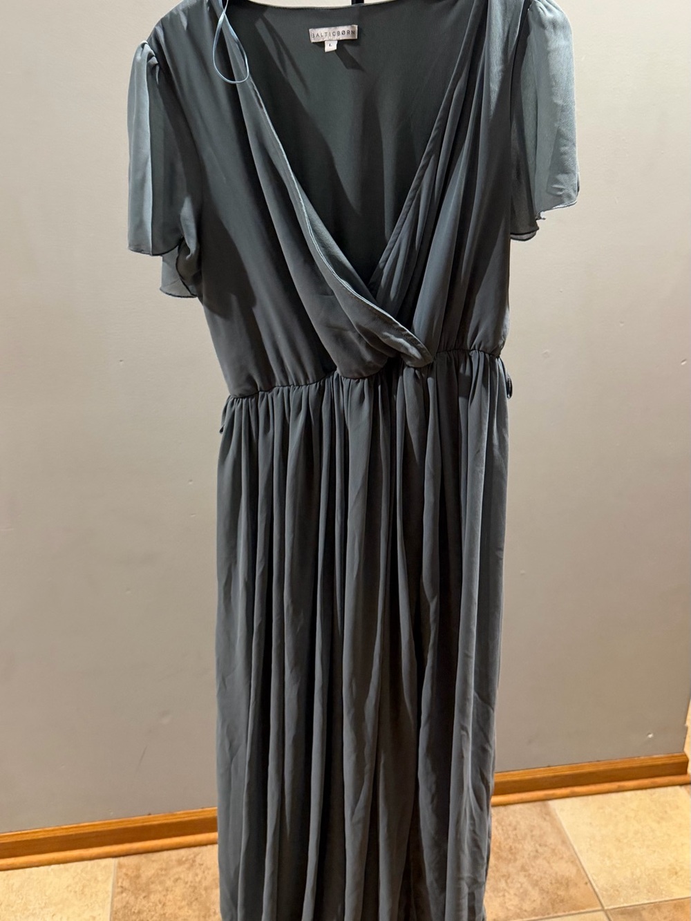 Muted teal Wrap Effect Maxi Dress